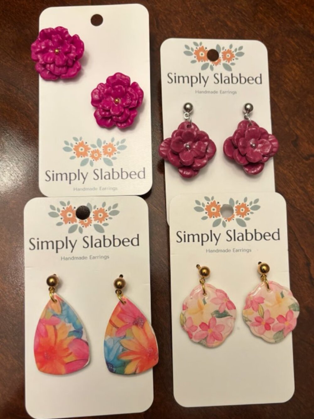 Set of 4 summer floral polymer clay earrings